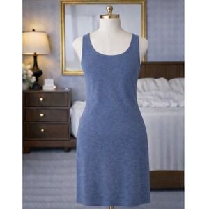Peruvian Connection Sleeveless Sheath MIDI Dress Wedgewood Blue Pima Cotton M